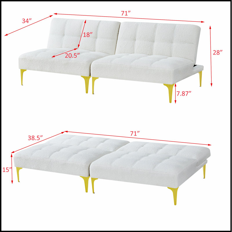 Versatile Convertible Sofa Bed With Premium Materials For Ultimate Comfort And Durability, White
