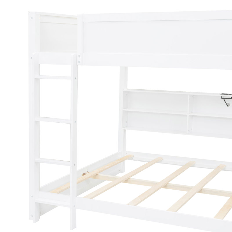 Grand lit superposé au-dessus, blanc - rangement stable et grande capacité de charge, Blanc