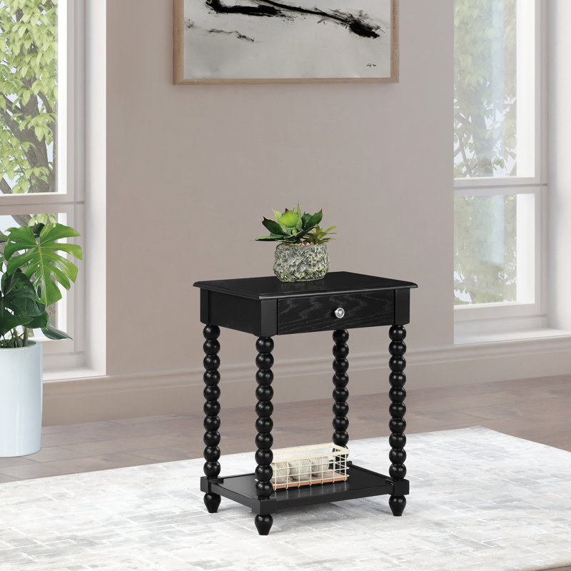 Table d'appoint Gurprit avec tiroir, Noir