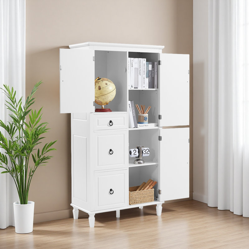 Armoire de rangement multifonctionnelle rétro avec tablettes réglables, 3 tiroirs et 3 compartiments fermés - Organisateur élégant et polyvalent pour le salon, la cuisine ou le bureau