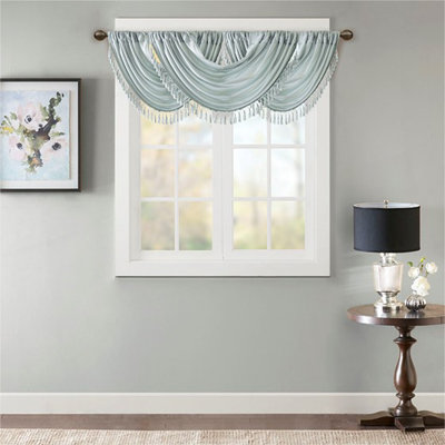 Faux Silk Waterfall Embellished Valance 38x46"