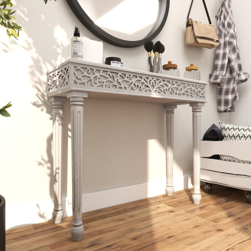 Console à volutes en bois finement sculptée, Gris foncé