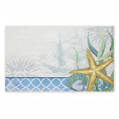 Tapis de porte d'extérieur imprimé Bayside Sea Life & Ship, par Kim Allen, 18 po x 30 po