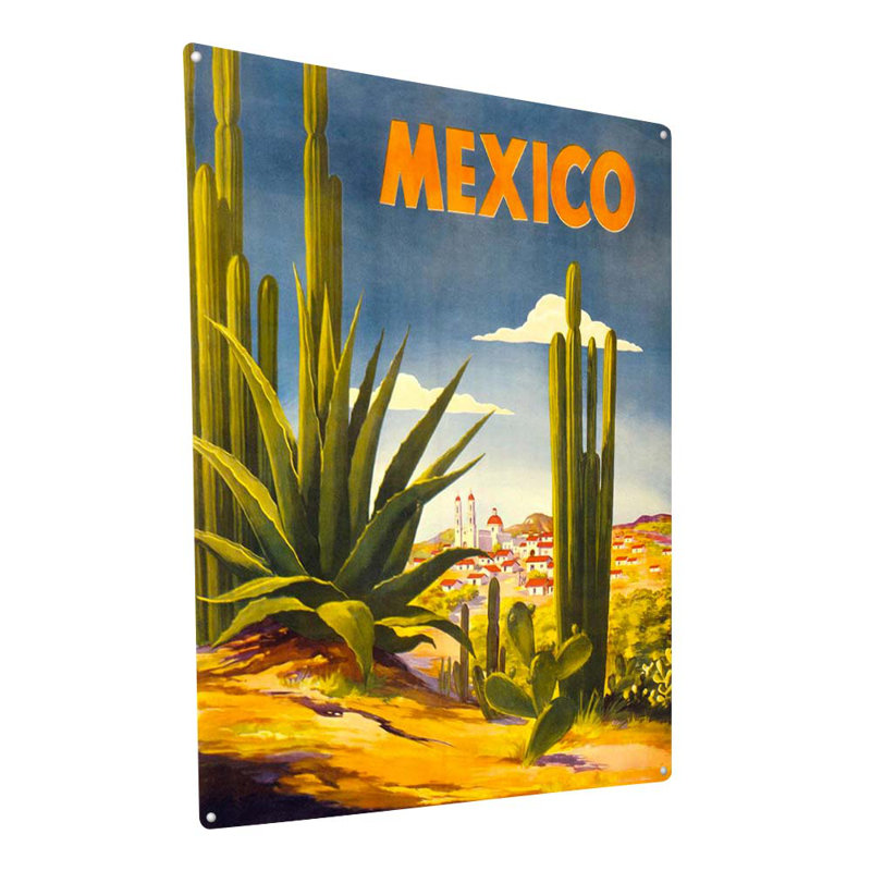 Le Mexique rustique sur impression métallique, H 15,5 po x l 11,5 po x P 0,04 po