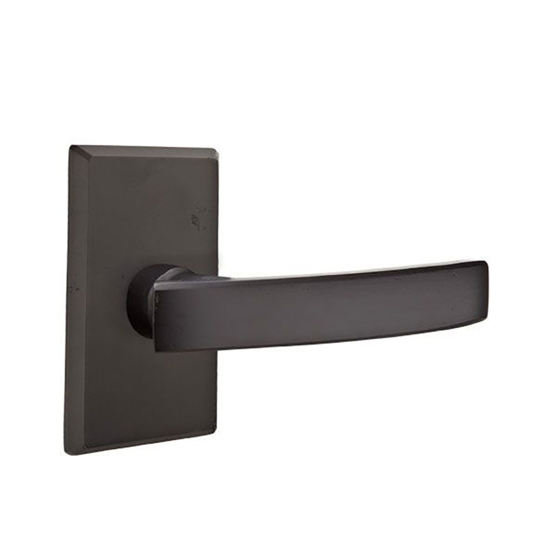 Levier de porte avec rosette Yuma, Droite, Bronze plat noir patiné