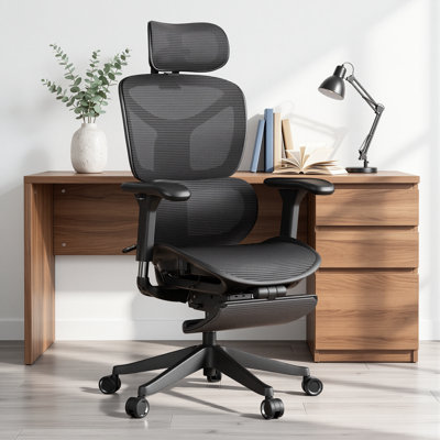 Chaise de bureau ergonomique en filet à contrôle tactile avec verrouillage d'inclinaison à 3 niveaux, chaise d'ordinateur avec dossier réglable et support lombaire et accoudoirs 3D et appui-tête 3D