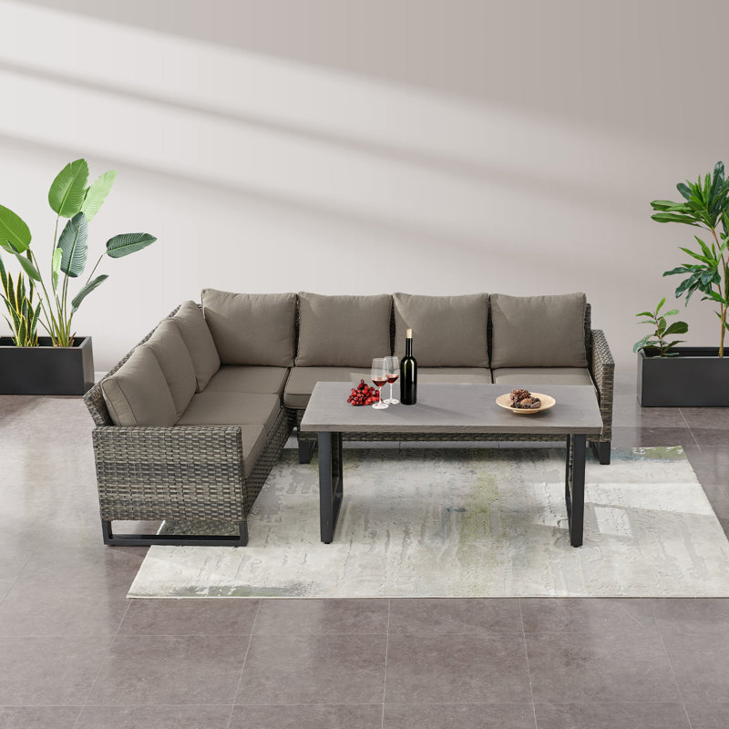 Miapetra 31.1'' Wide Rectangle Wicker Patio Sofa with Cushions