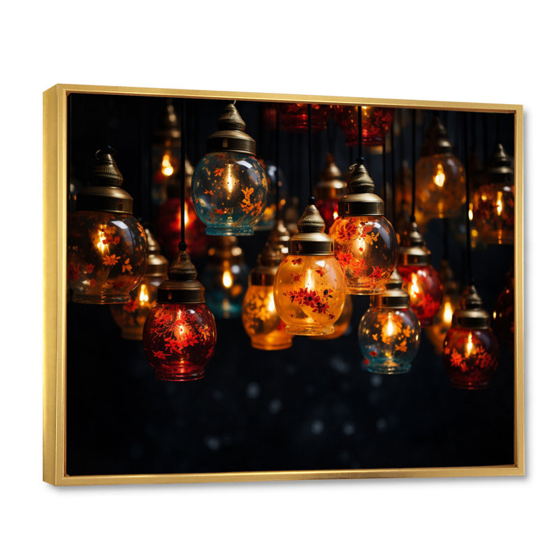 Thailande Lanna Lanterns II, H 24 po x l 32 po x P 1 po, Cadre flottant doré