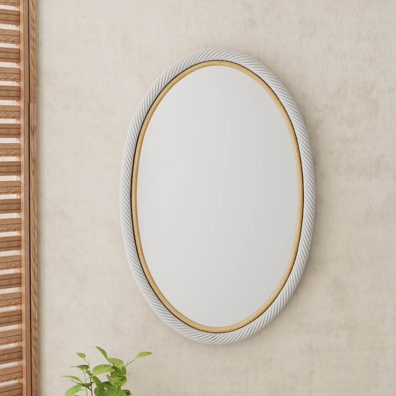 Mardell Wood Flat Wall Mirror - Coastal Style Decor