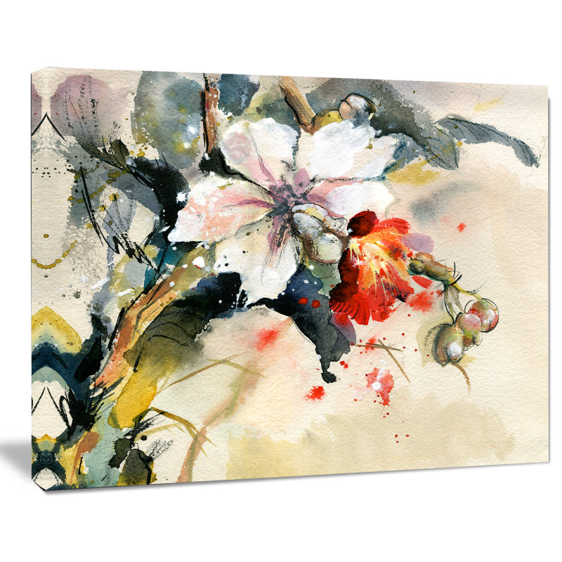 « orchidées floral », reproduction d’art sur toile tendue, H 30 po x l 40 po x P 1 po