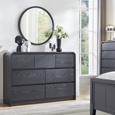 Maud Modern 7 Drawers Dresser for Bedroom, 47" Wide Wood Dressers & Chests of Drawers w/Curved Profile Design by Ebern Designs