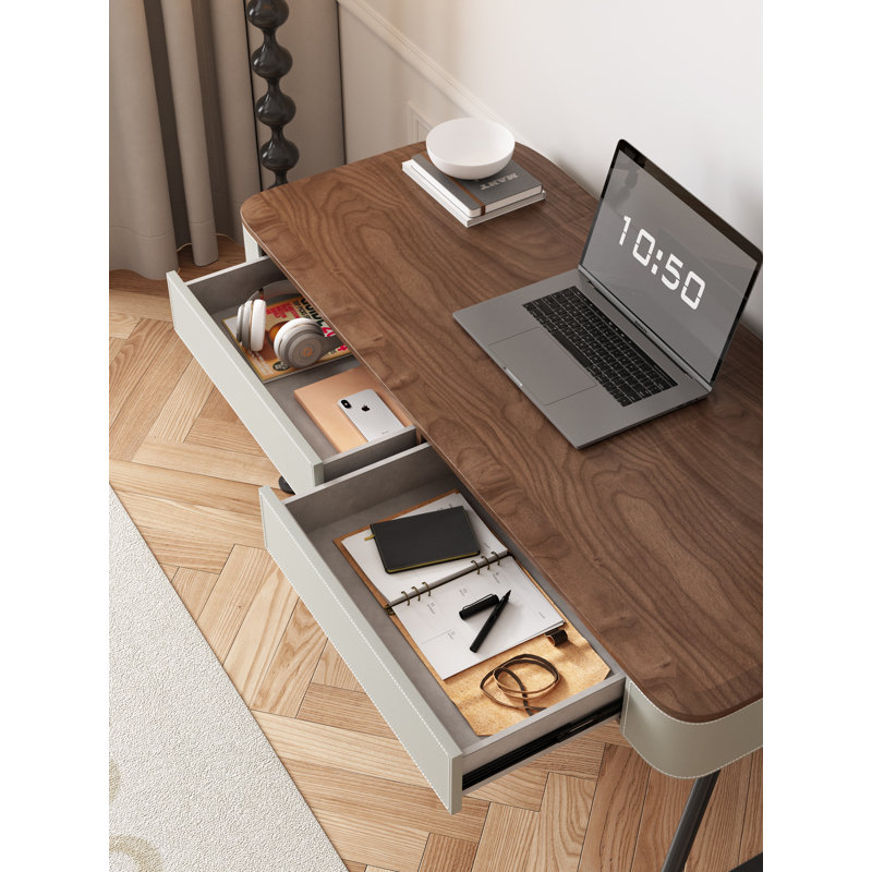 Dollicia Writing Desk, 30" H x 47" W x 23.6" D, Brown