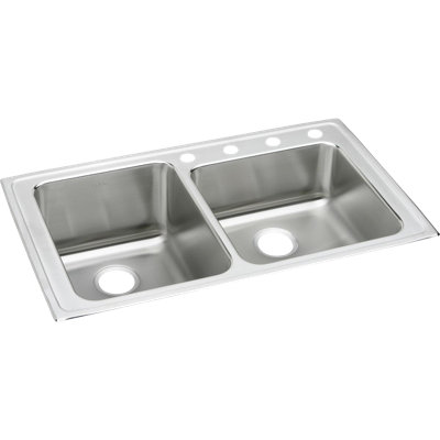 Lustertone 37" L x 22" W Double Basin Drop-in Kitchen Sink