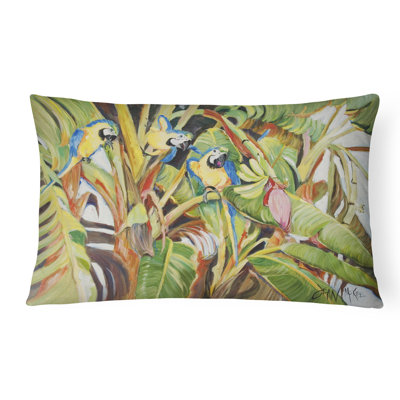 Coussin décoratif intérieur/extérieur trois bleus perroquets