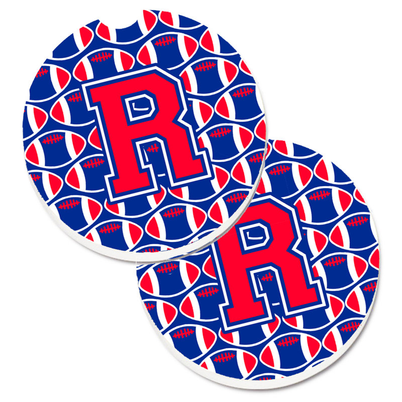 Sous-verre de football, R, Cramoisi de Harvard / bleu de Yale