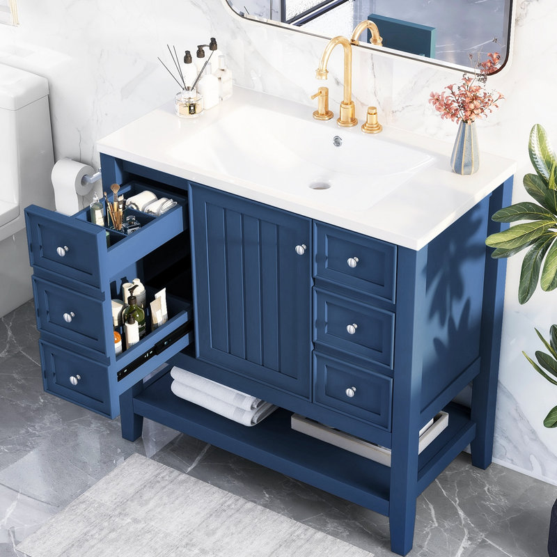 Meuble-lavabo simple 36,09 po avec plateau en céramique Guardino