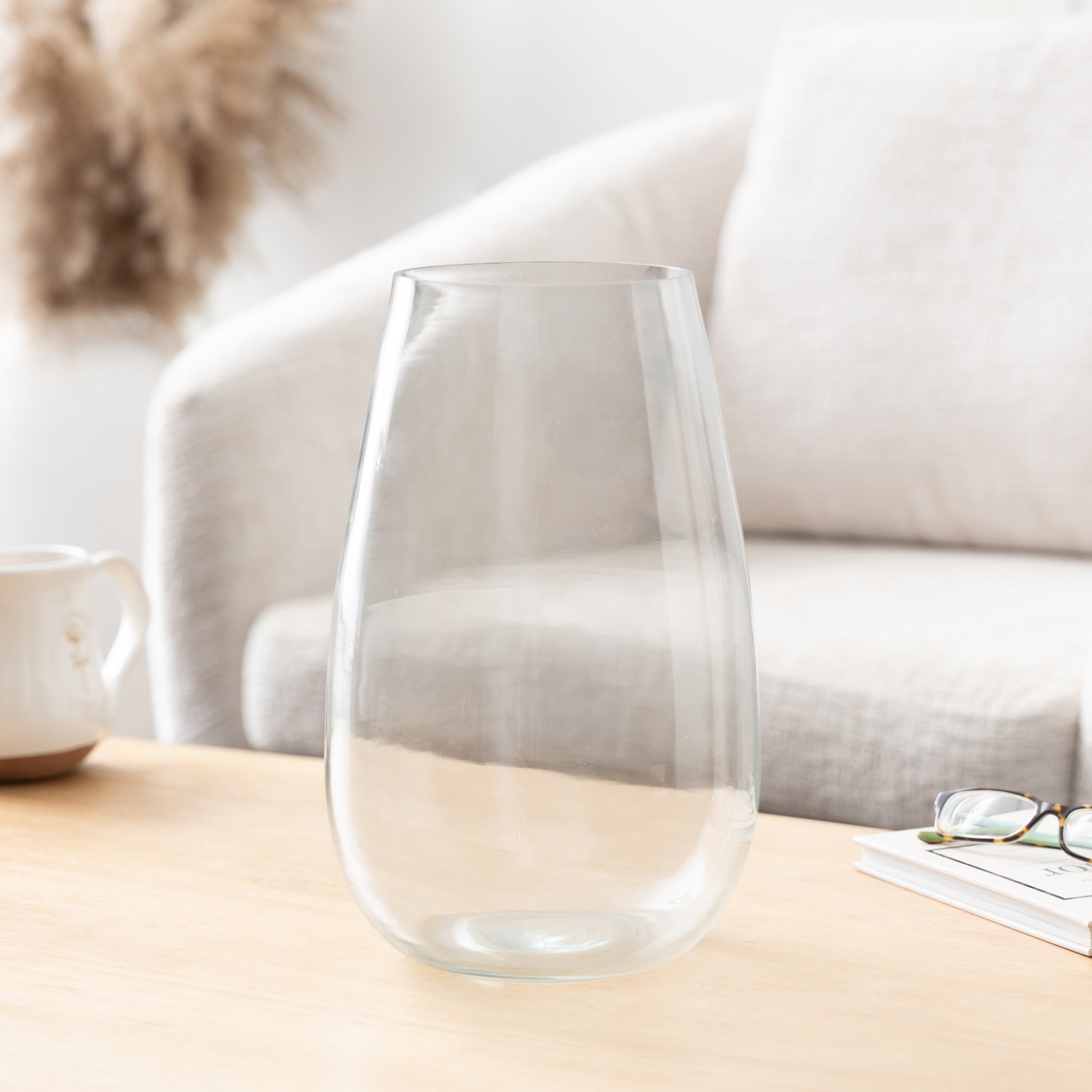 Glass Table Vase, 12" H x 7.5" W x 7.5" D