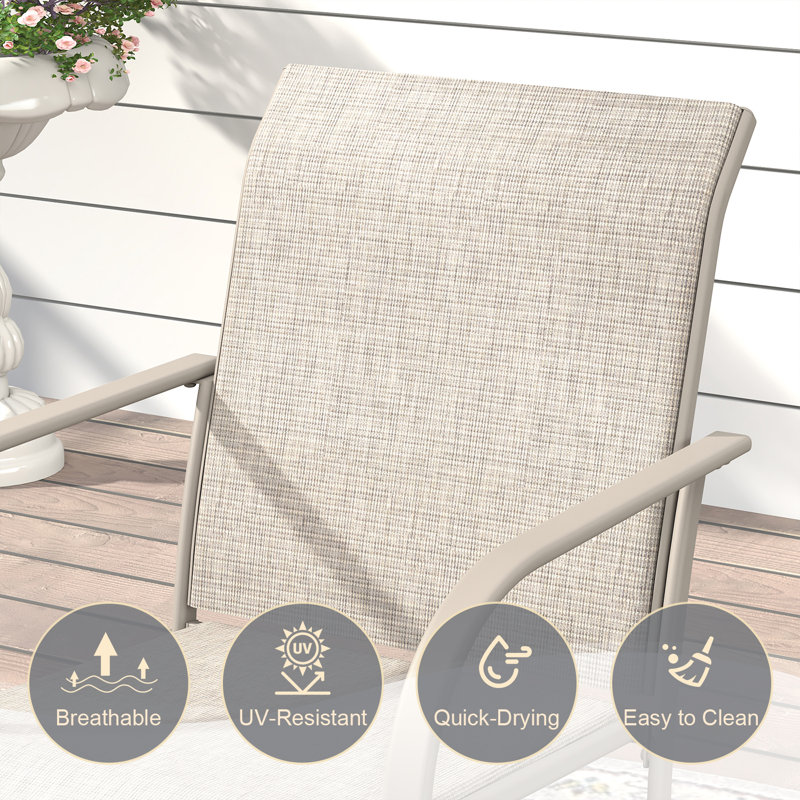 4-Person Patio Dining Set with Round Dining Table and 4 Stackable Textilene Armrest Chairs (Set of 5)