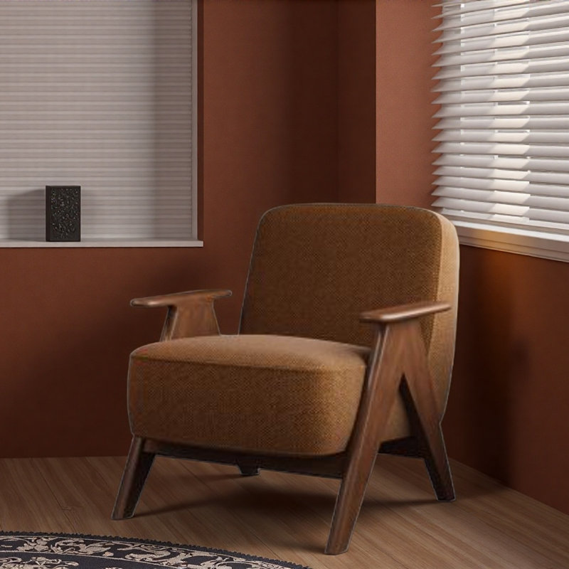 Fauteuil de loisirs rétro pour se détendre., Brun/jaune