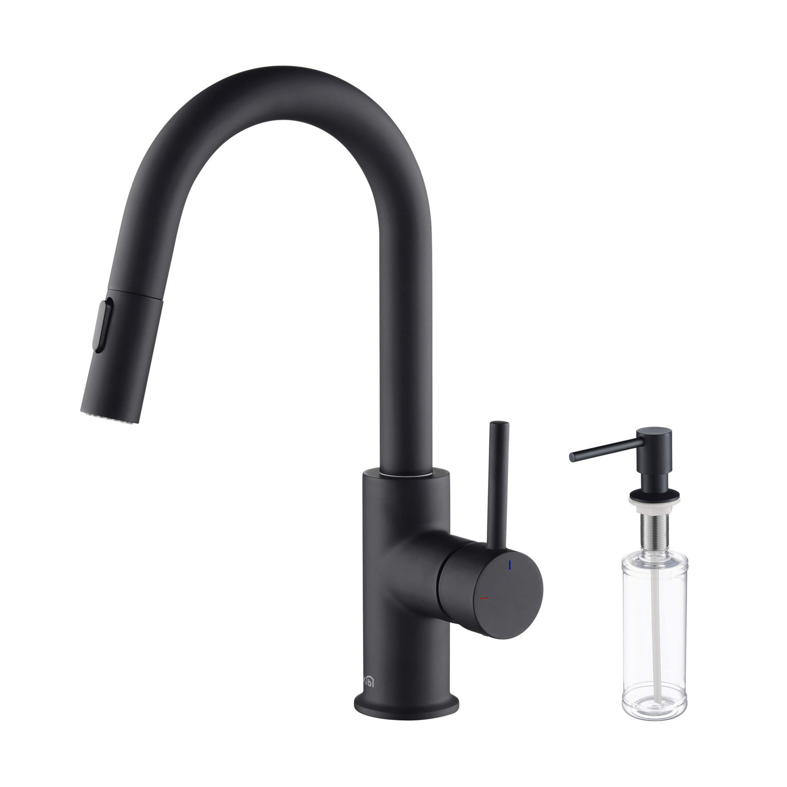 Luxe Pull Down Single Handle Kitchen Faucet, Matte Black
