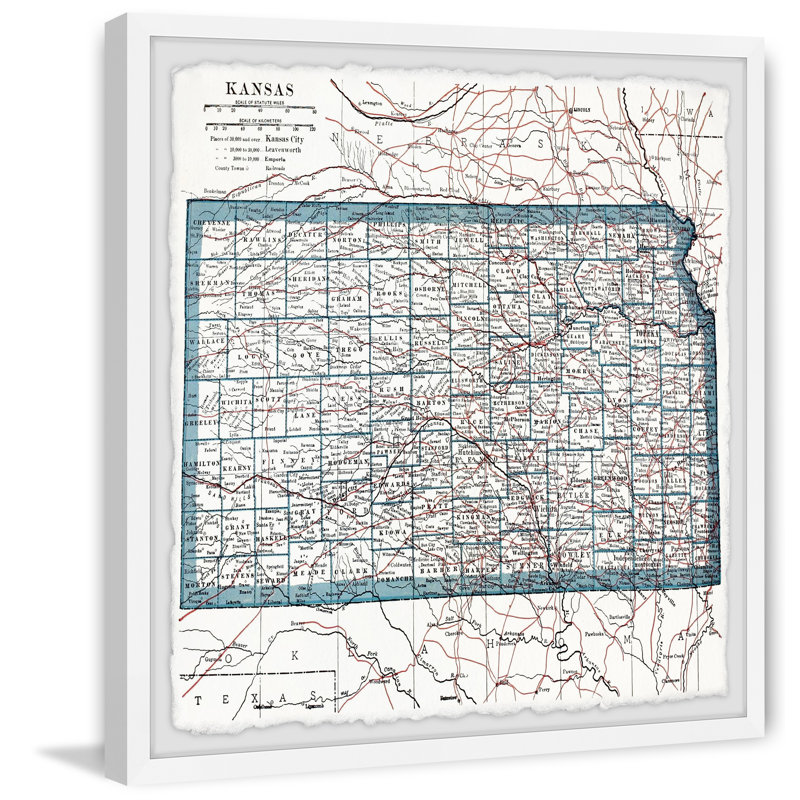Carte rétro de Kansas City - cadre photo, H 12 po x l 12 po x P 1,5 po