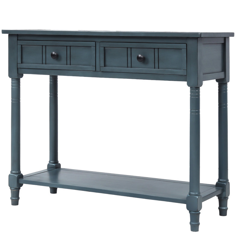 Bowie 35.34'' Solid Wood Console Table, Navy