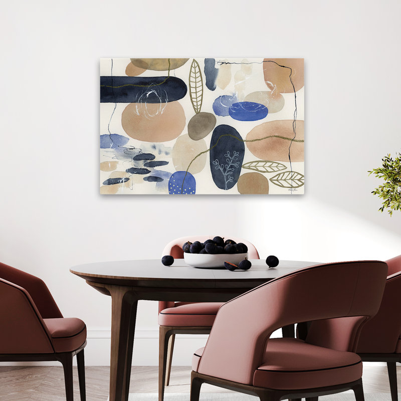 Abstrait - feuilles et pierres I, H 24 po x l 36 po