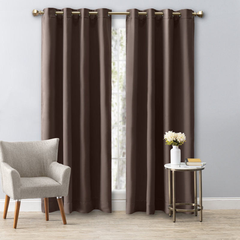 Ardelle Blackout Curtain Single Panel, Espresso with Antiqued Bronze Grommets, 56" W x 84" L