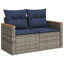 Ebern Designs Patio Sofa With Cushions 2-Seater Black Poly Rattan-1159370794