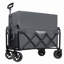 Chariot utilitaire extensible à deux couches avec de larges roues et une capacité de 220 lb pour le camping, le magasinage et le jardinage, gris-125364561