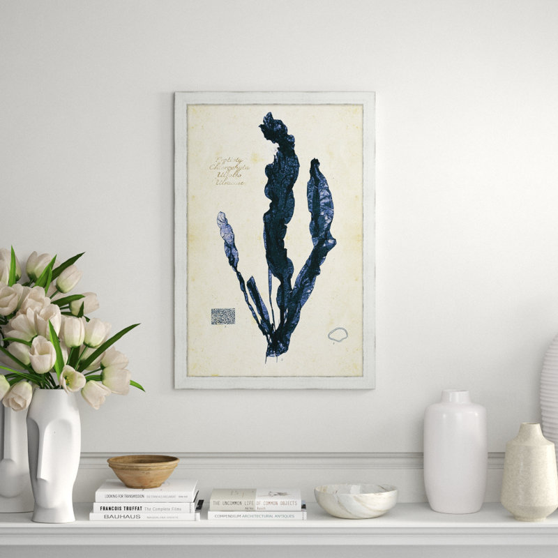 Indigo Sea Grass II Print, Black Frame