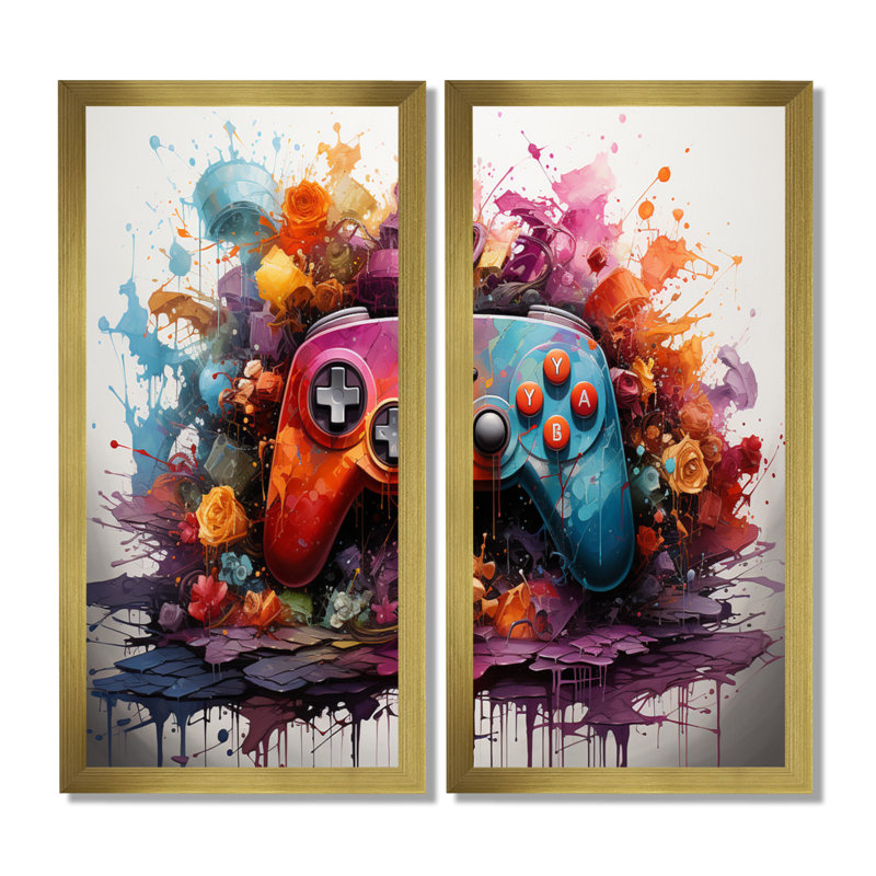 Art graphique sur toile Neon, H 32 po x l 32 po, Picture Framed Print, Doré