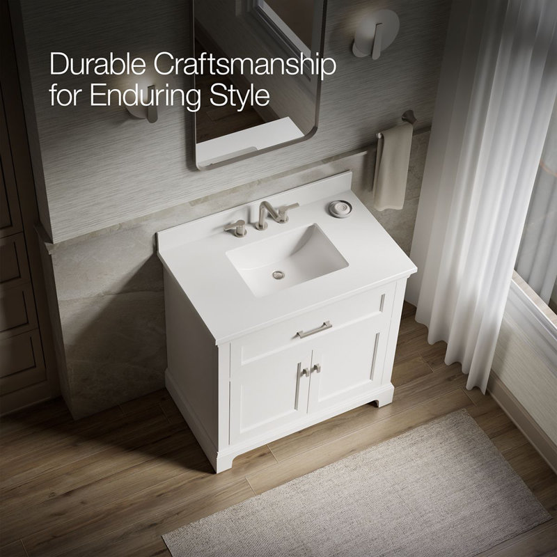 Charlemont 30 In. Bathroom Vanity Cabinet With Sink And Quartz Top, Brushed Nickel, White, 30"