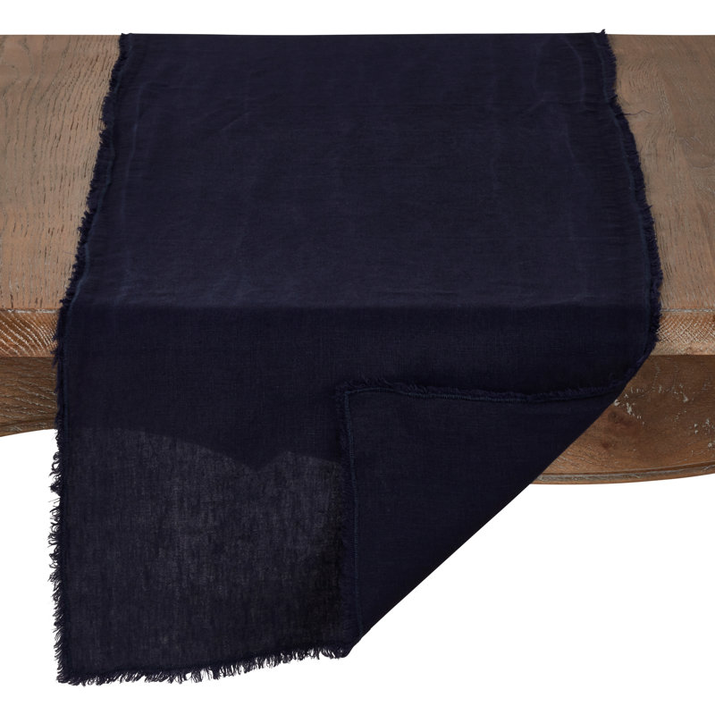Zadia Linen Table Runner, Midnight Blue