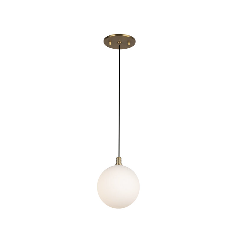 Luminaire suspendu en verre 5 pouces Bolla, Opale, Or brossé