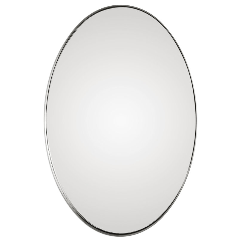 Devan Glass Oval Wall Mirror, Brushed Nickel