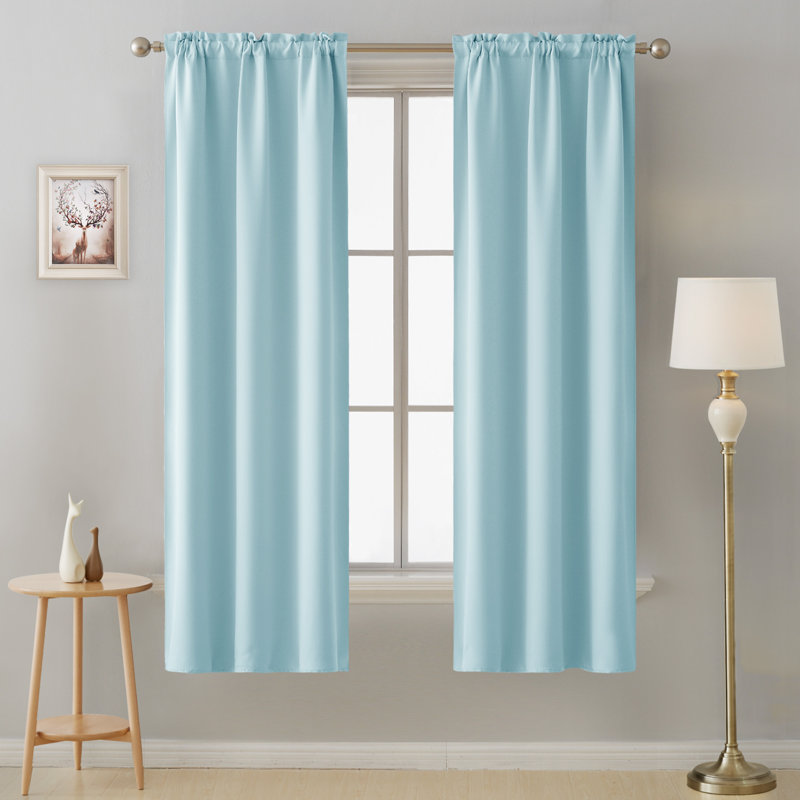Harlowe Room Darkening Curtain Pair, 38" W x 45" L, Baby Blue