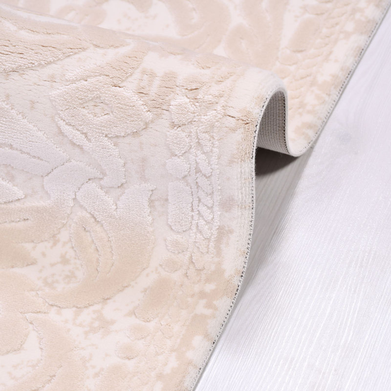 Tapis oriental lavable en machine crème antidérapant, Rectangle 6 pi 7 po x 9 pi 11 po