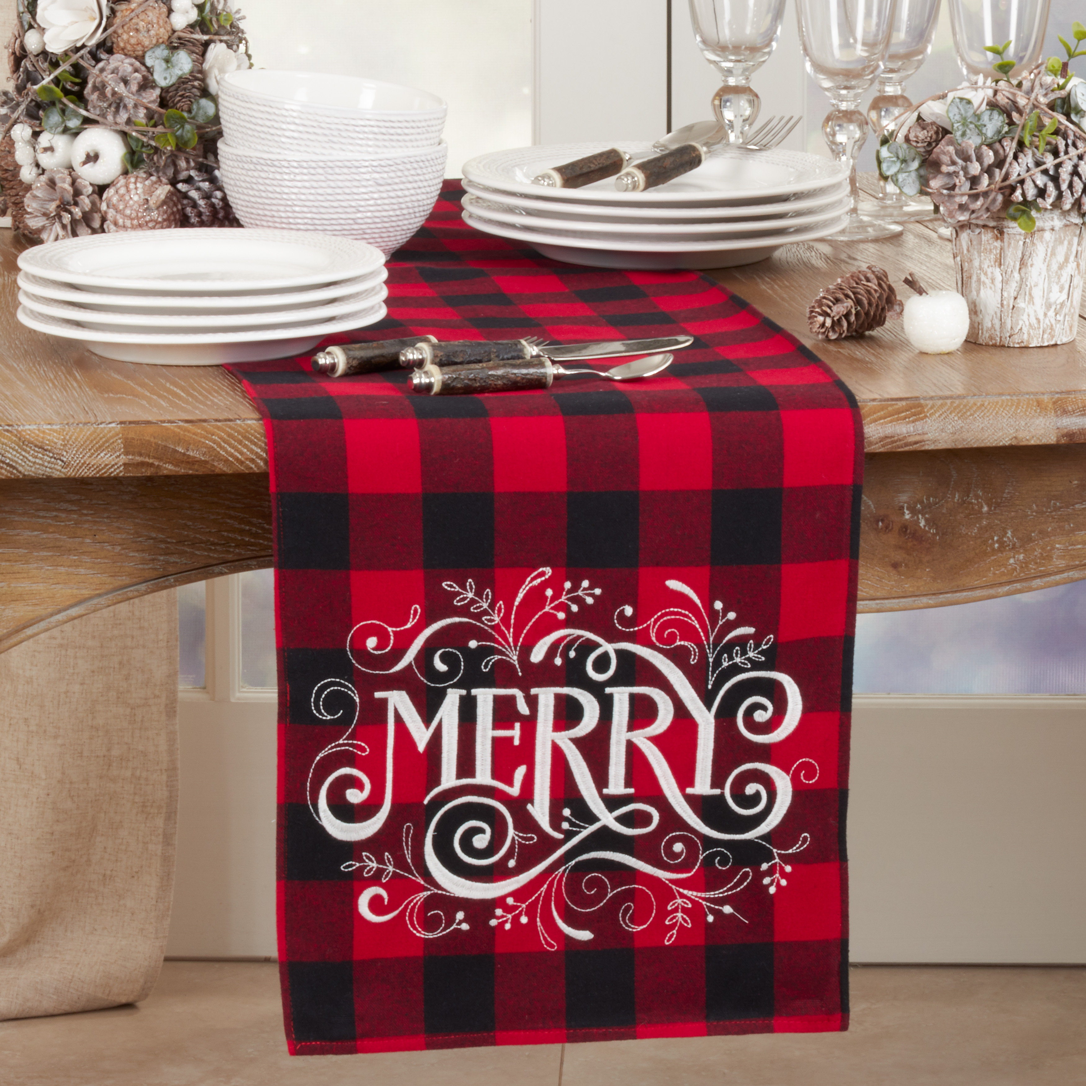 The Holiday Aisle® Laine Plaid Cotton Blend Christmas Table Runner & Reviews | Wayfair