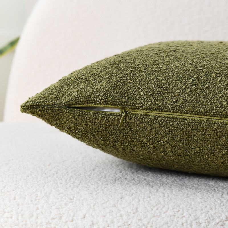 Textured Throw Pillow Covers Textured Boucle Throw Pillow Covers, Olive Green, Square 26"