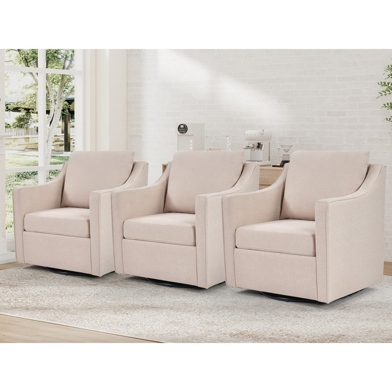 Fauteuil pivotant rembourré de 30,3 po de largeur avec cadre en bois massif, Blé