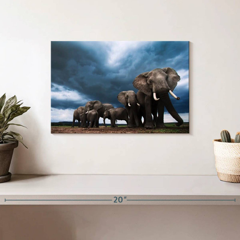 Brampt Grazing Elephants, 8" H x 12" W