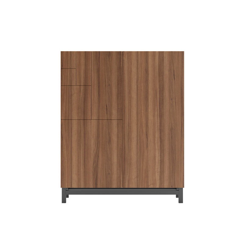 18 Pair Shoe Storage Cabinet, Walnut/Jet Black