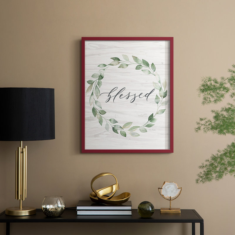 «Blessed Wreath», reproduction encadrée en bois massif, H 11 po x l 9 po, Rouge