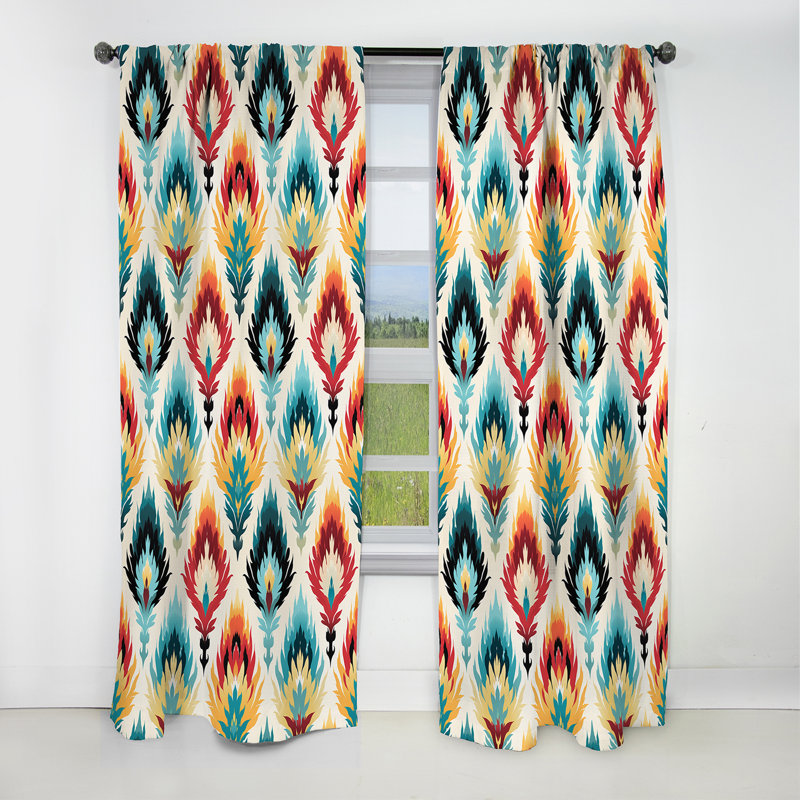 Fusible mélange de tribus nomades orange Ikat - rideau Ikat - rideau occultant Ikat - 1 panneaux, L 52 po x L 63 po