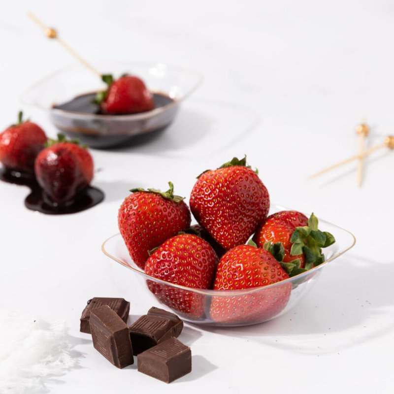 Bols à dessert carrés en plastique transparent avec bordure dorée 6 oz EcoQuality, 10