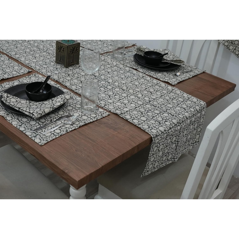 Toile de canard élégant Lark Manor ™ 13 X 19 pouces, impression en bloc, napperon (8 Kamal gris)