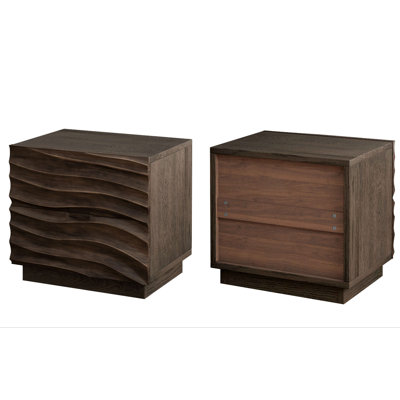 Tables de chevet en bois massif, table de chevet avec 2 tiroirs, sans poignées, table de bout de canapé pour le salon, chambres à coucher