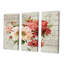 Fleurs rouges peintes sur une carte postale rétro III, impression sur toile tendue 3 pièces-40996957