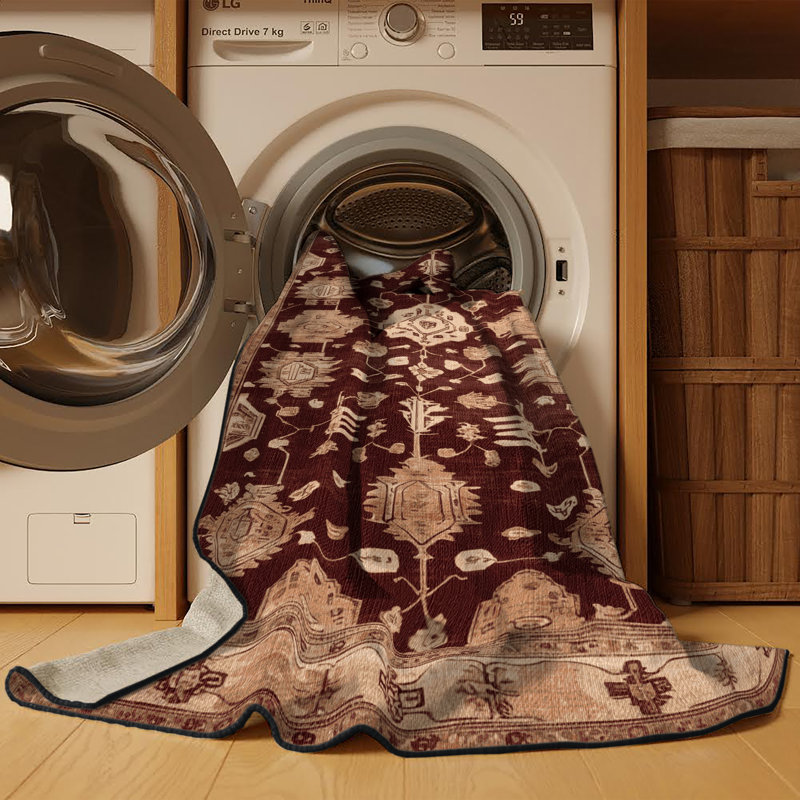 Tapis noir surteint lavable à la machine, Rond 7 pi